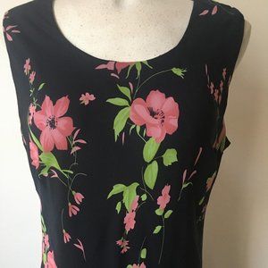 BLACK FLORAL MAXI DRESS SIZE 14